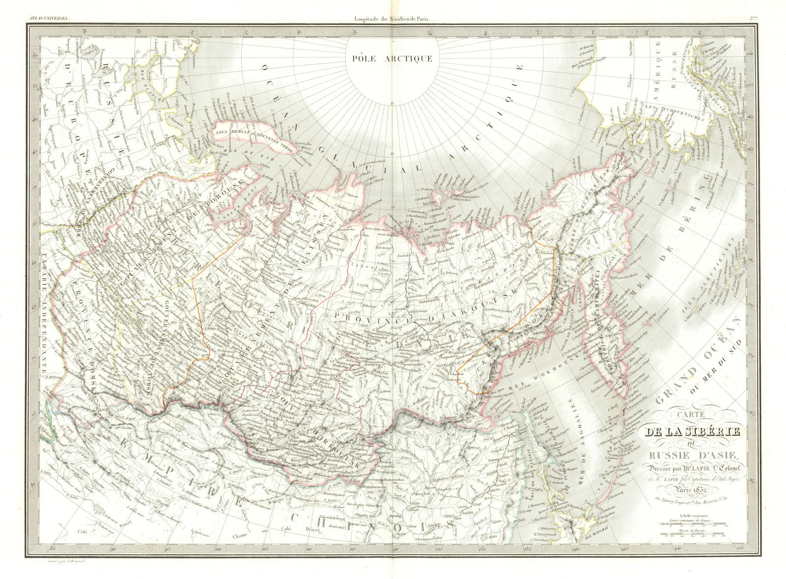 Carte de Siberié ou Russie d'Asie. Siberia or Russia in Asia. LAPIE 1832 map